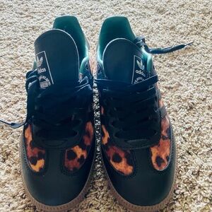 Adidas Black and Leopard Print Sneakers